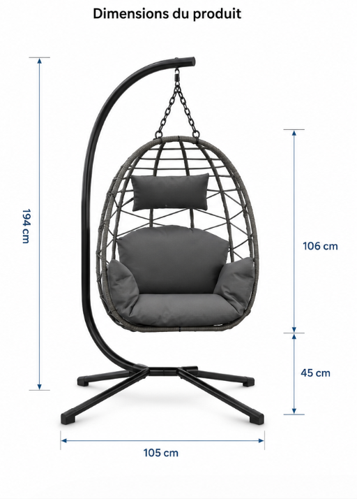 Fauteuil Suspendu sur Pied “Éclipse Zen” – ZenHamac