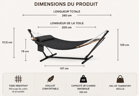 Hamac avec support autoportant Premium -ZenHamac