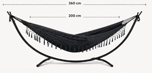 Hamac sur pied noir design avec franges-ZenHamac