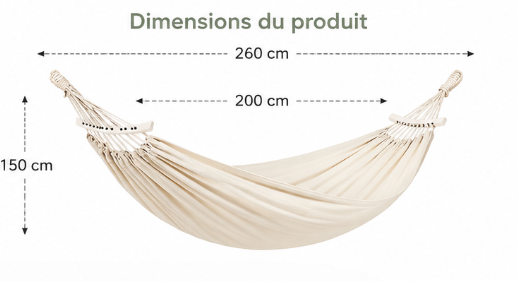 ZenHamac Pure – Hamac suspendu écru avec support bois