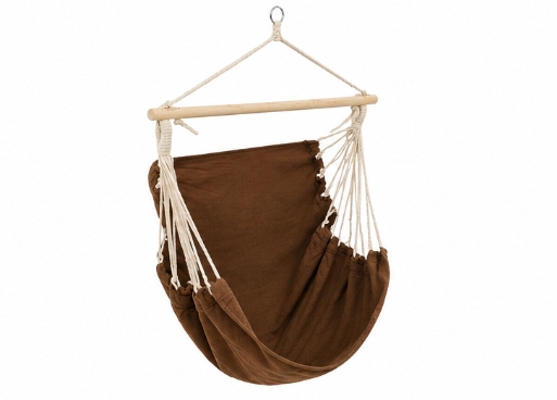 ZenHamac Nomad – Fauteuil hamac suspendu marron avec barre en bois