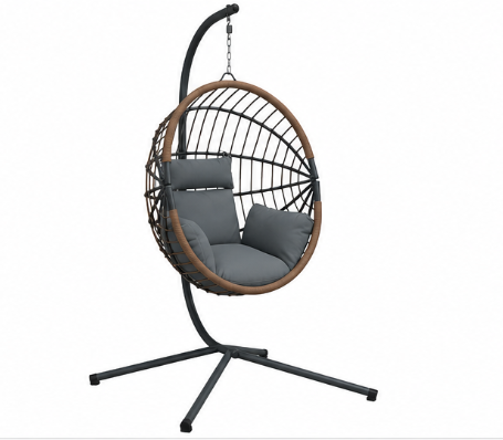 ZenHamac Eclipse – Fauteuil suspendu gris avec finition bois