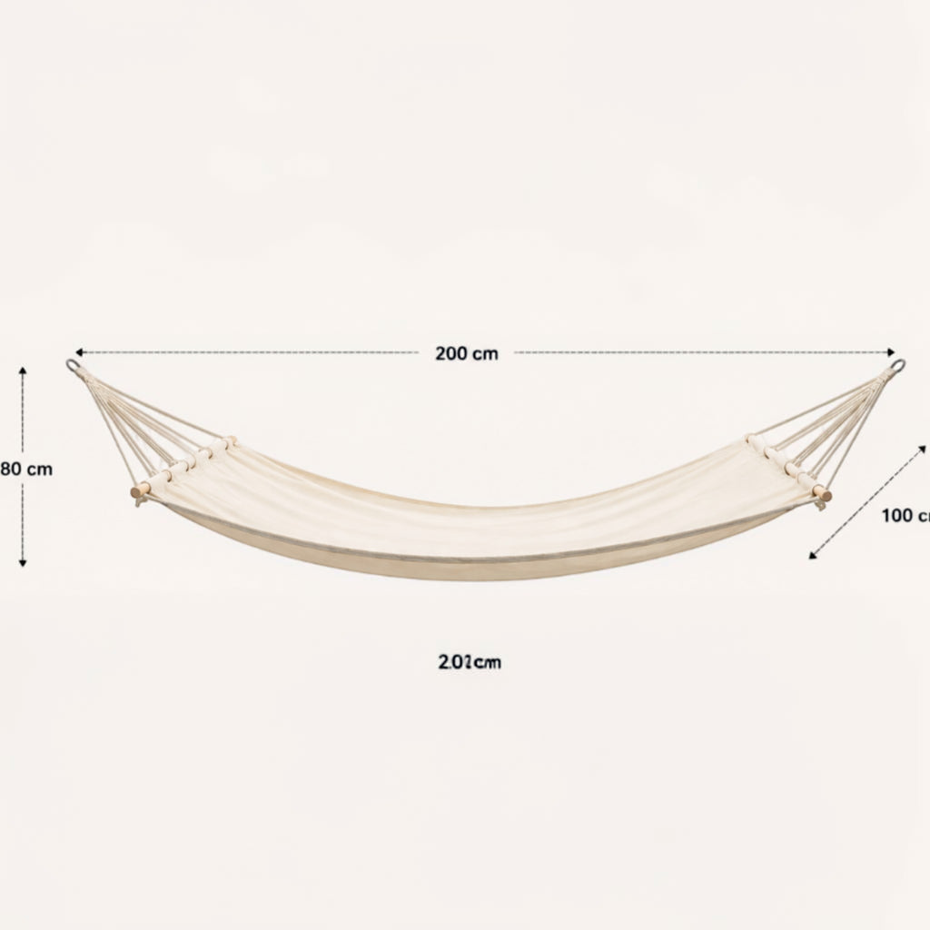Hamac barres bois blanc – vue latérale en intérieur