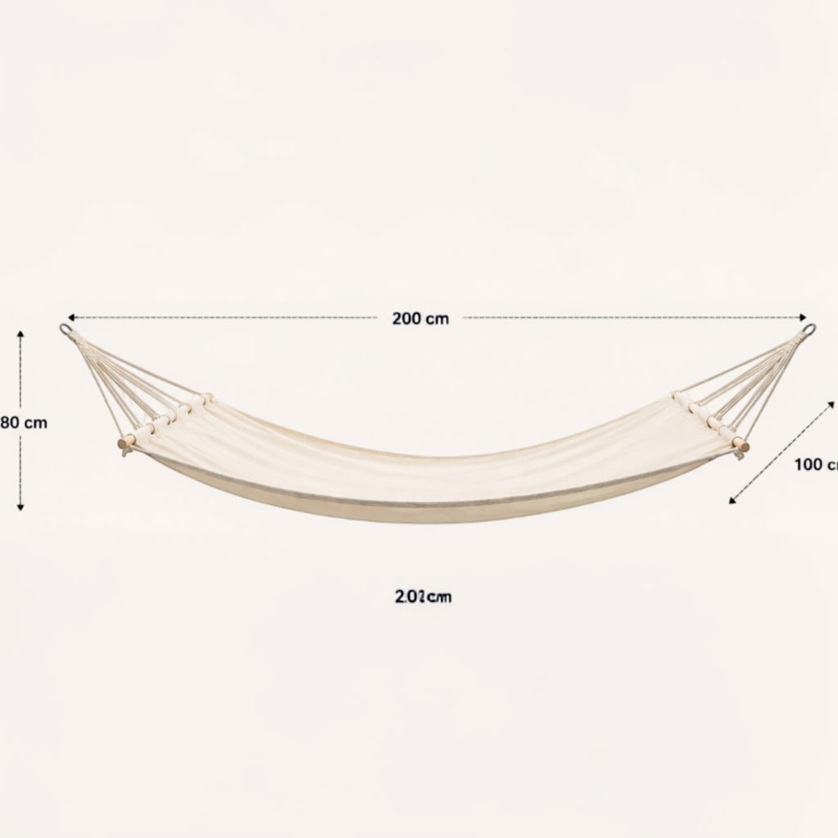 Hamac barres bois blanc – vue latérale en intérieur