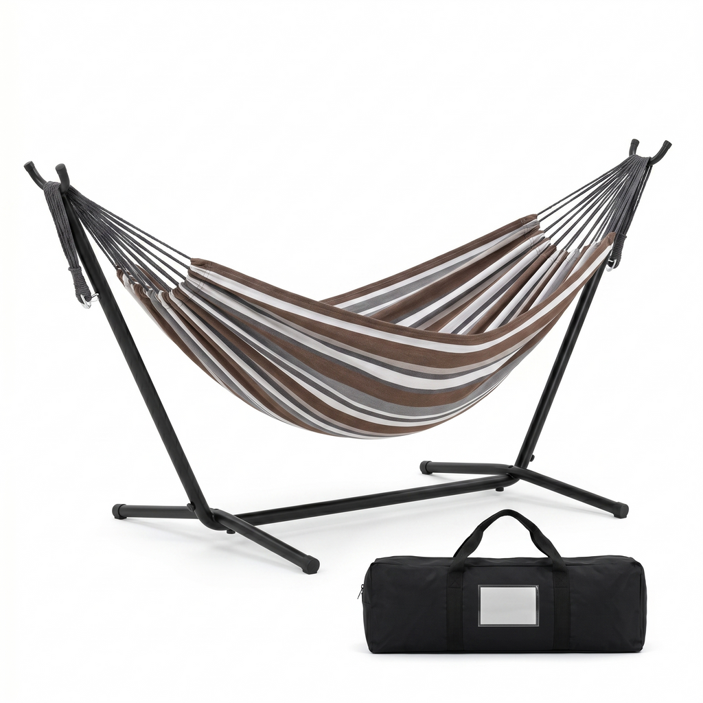 Hamac sur pied tons naturels beige sable et gris – ZenHamac