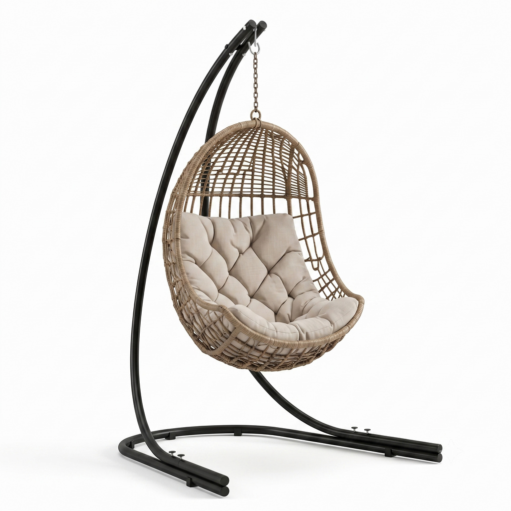 Fauteuil hamac suspendu sur pied enveloppant gris anthracite – ZenHamac