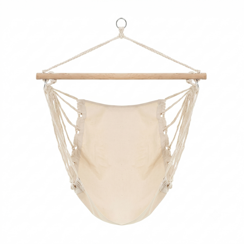 Fauteuil suspendu tissu doux barre en bois clair – ZenHamac