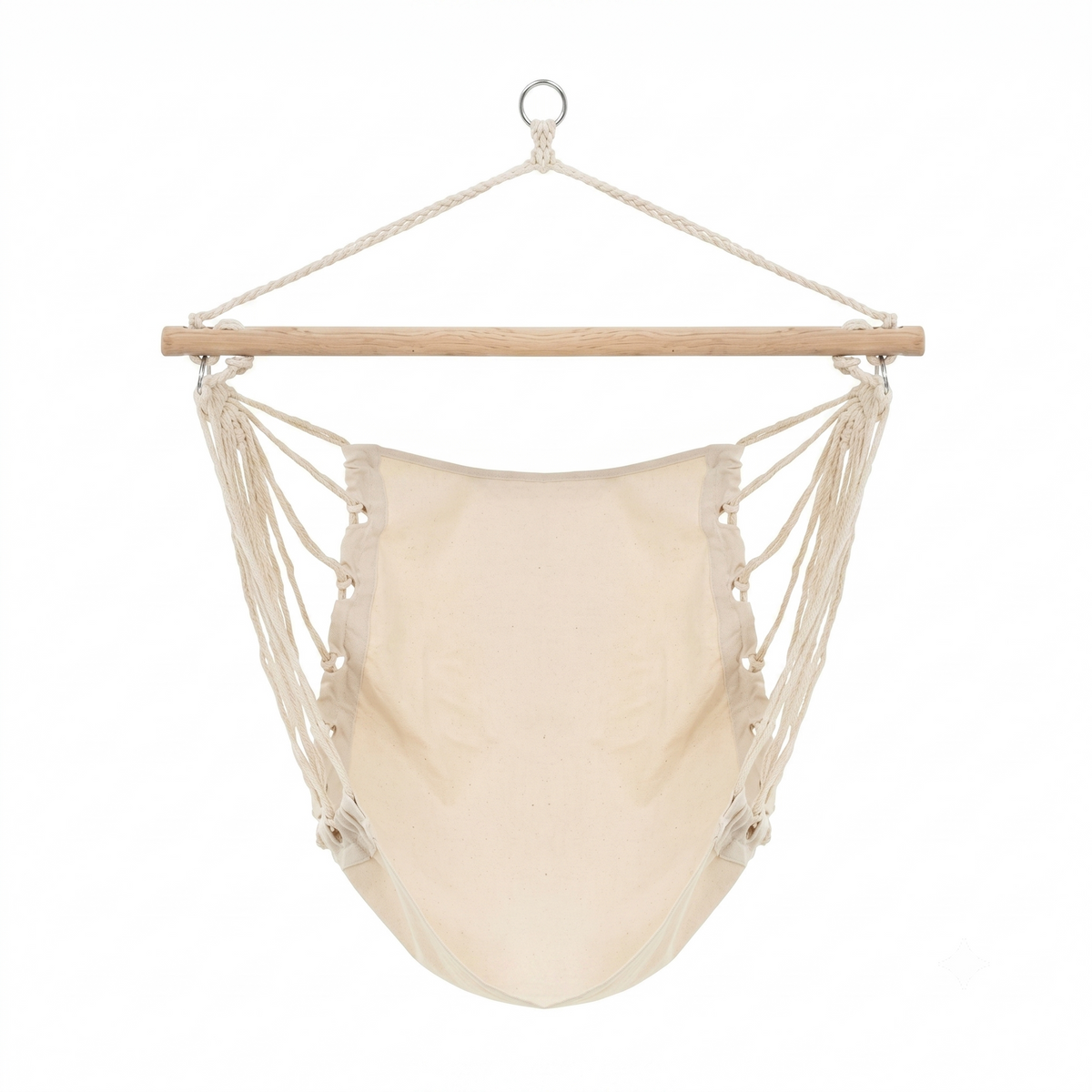 Fauteuil suspendu tissu doux barre en bois clair – ZenHamac