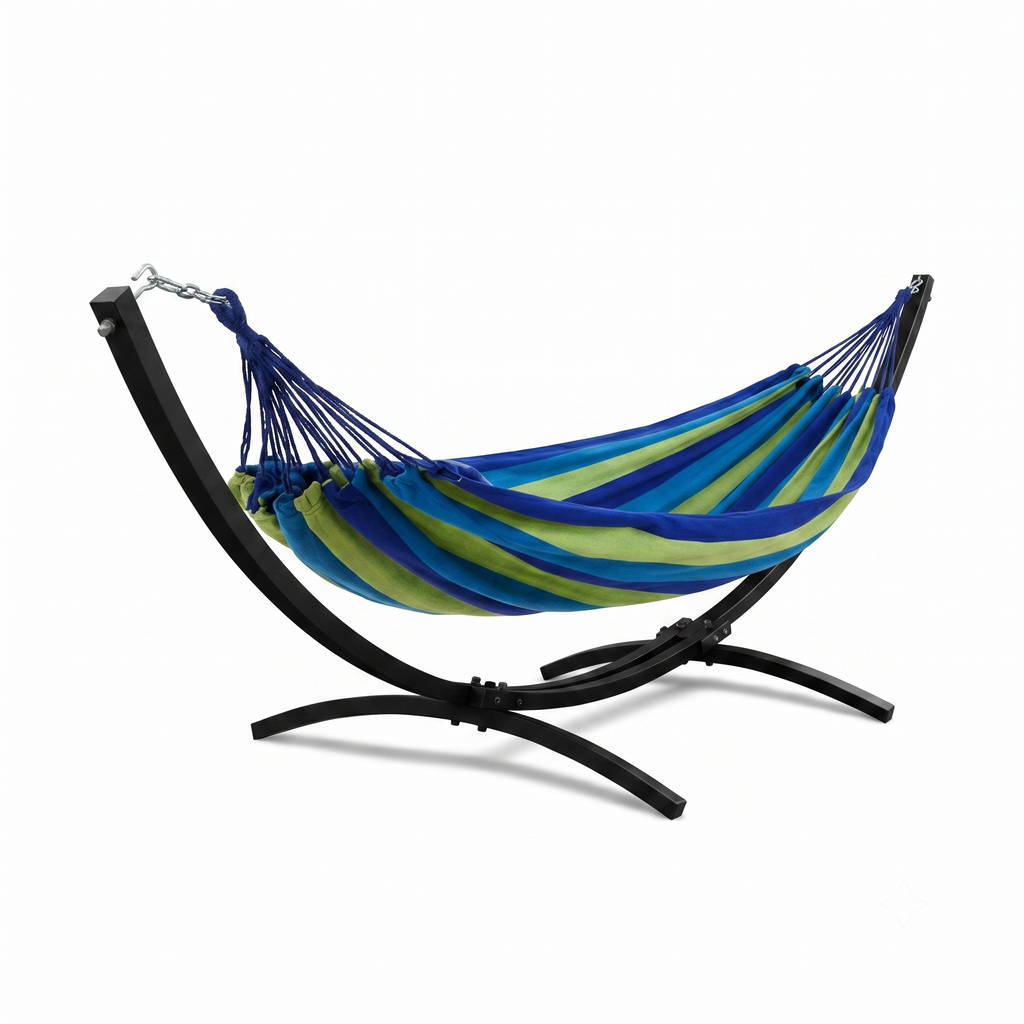 Hamac sur pied bleu vert riviera bandes azur menthe – ZenHamac