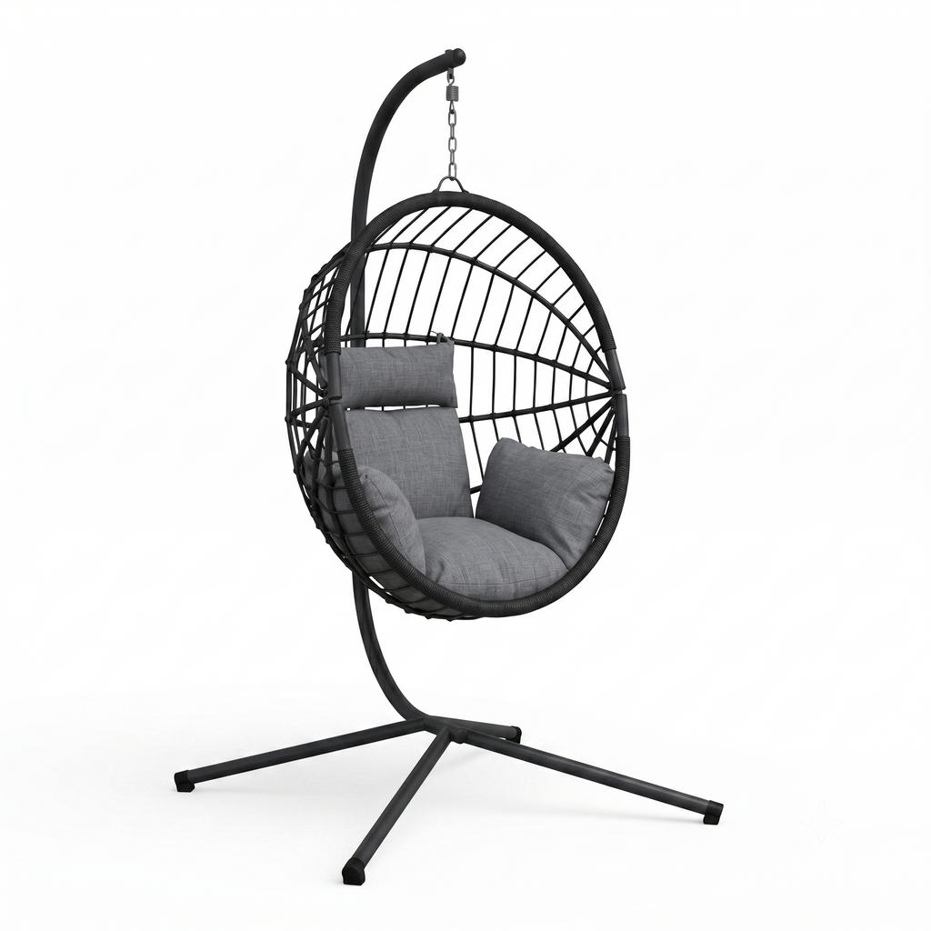 Fauteuil suspendu sur pied anthracite design moderne – ZenHamac