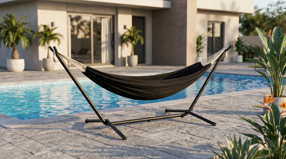 Hamac sur Pied Noir Design Extérieur – ZenHamac