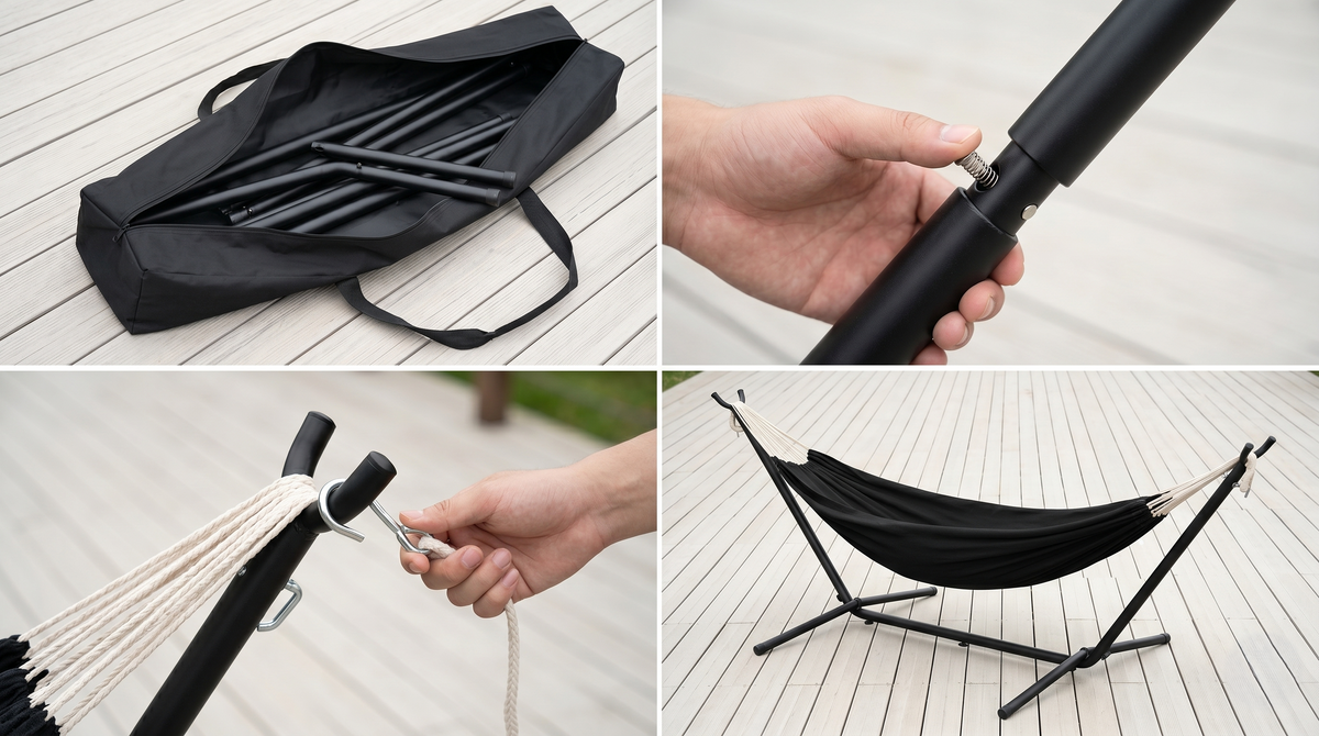 Hamac sur Pied Noir Design Extérieur – ZenHamac