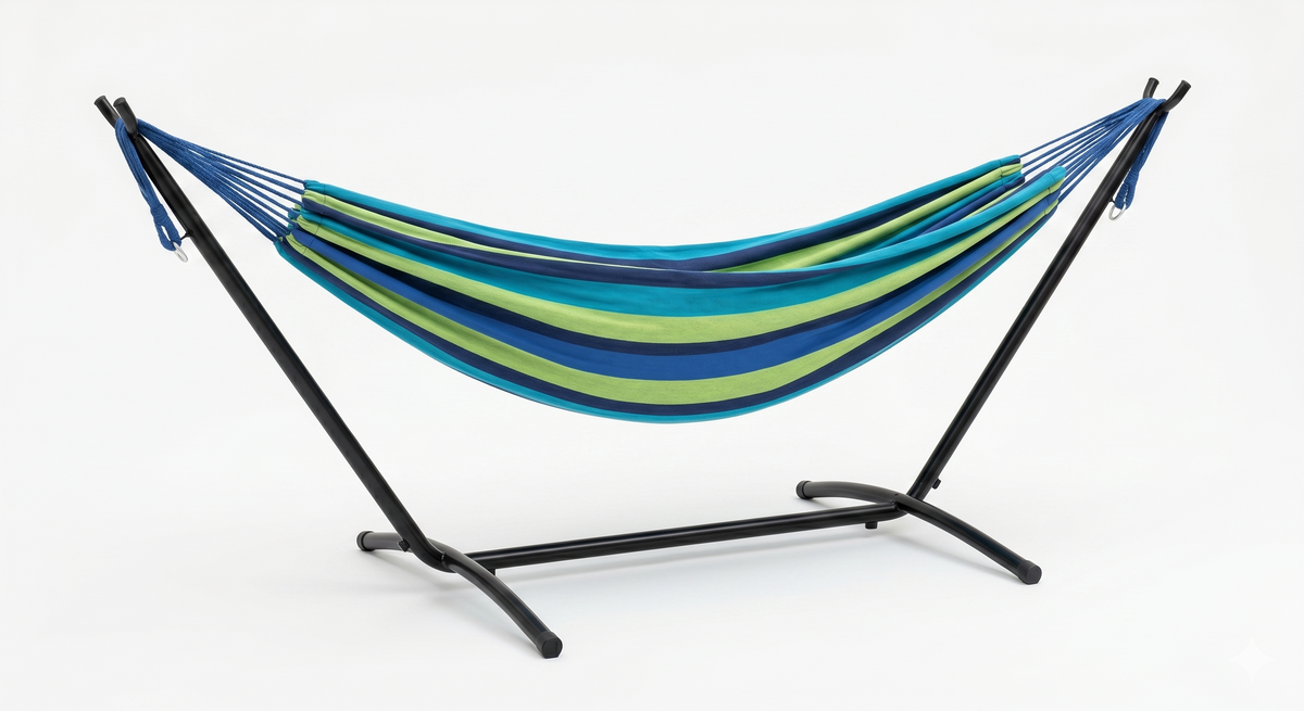 Hamac sur pied bleu lagon turquoise et vert tropical – ZenHamac