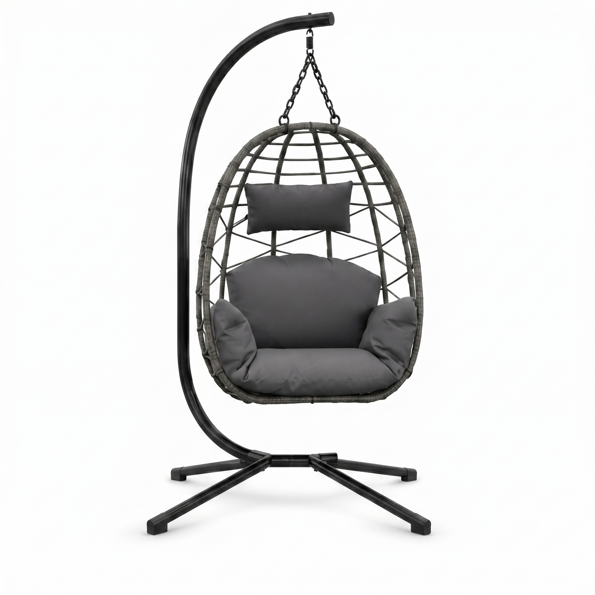 Fauteuil suspendu sur pied œuf détail coque polyrotin – ZenHamac